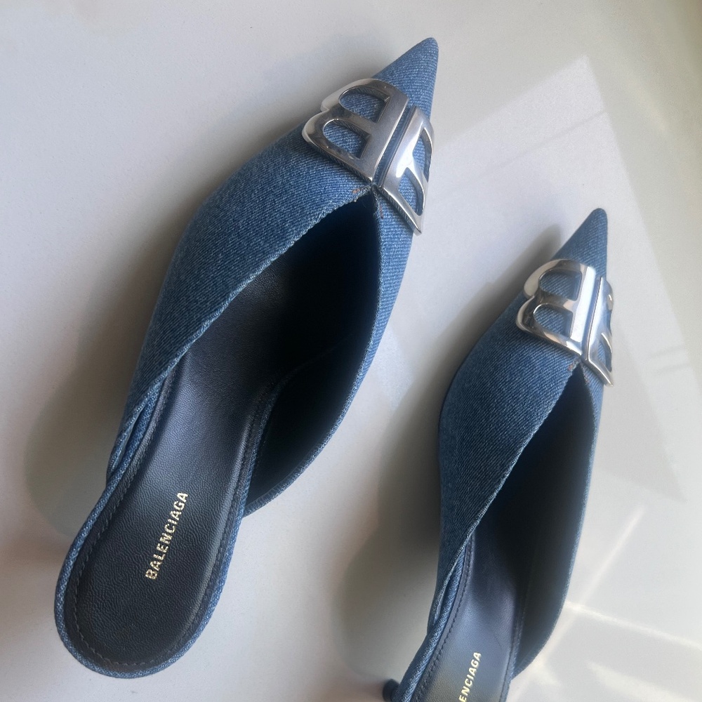 Balenciaga knife mules denim brand new